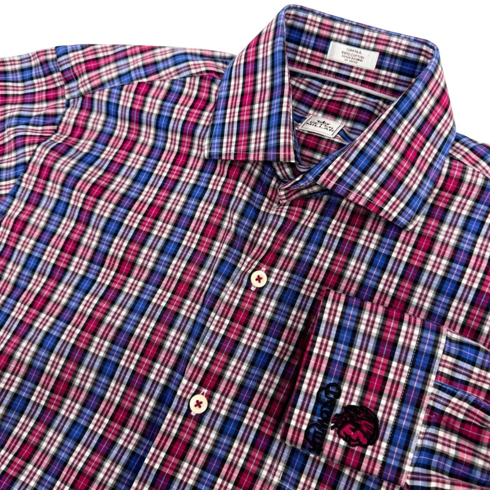 Peter Millar Shirt Mens S Pink Blue Plaid Long Sleeve Cuscowilla Golf Club Cuff